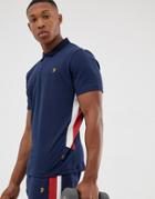 Farah Sport Mitchell Side Panel Polo In Navy - Navy