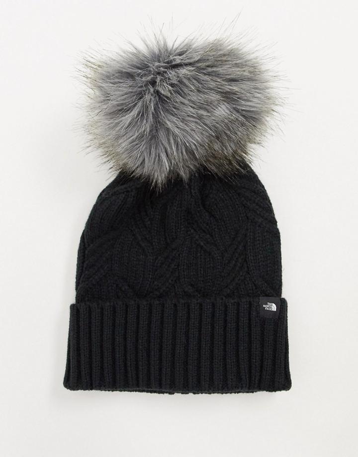 The North Face Oh Mega Fur Pom Beanie In Black
