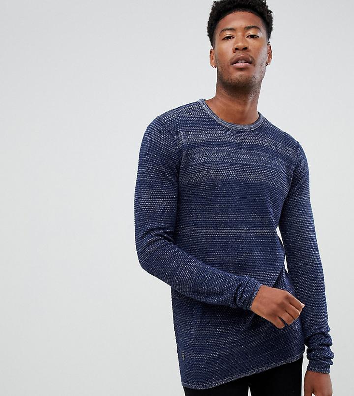 North 56.4 Tall Crew Neck Knitted Sweater In Feeder - Navy