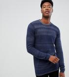 North 56.4 Tall Crew Neck Knitted Sweater In Feeder - Navy