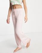 Asos Design Lounge Mix & Match Super Soft Pants With Lettuce Hem In Pink