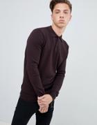 Brave Soul Knitted Long Sleeve Polo - Red