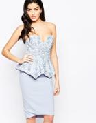 Forever Unique Erin Dress With Embellished Peplum - Pale Blue