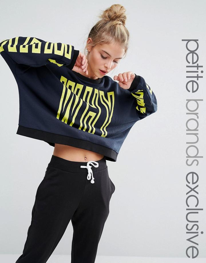 Noisy May Petite Why Slogan Sweater - Navy