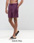 Asos Tall Swim Shorts In Purple Mid Length - Purple