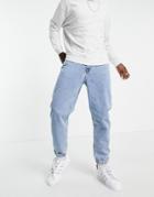 Topman Denim Sweatpants In Mid Wash-blues