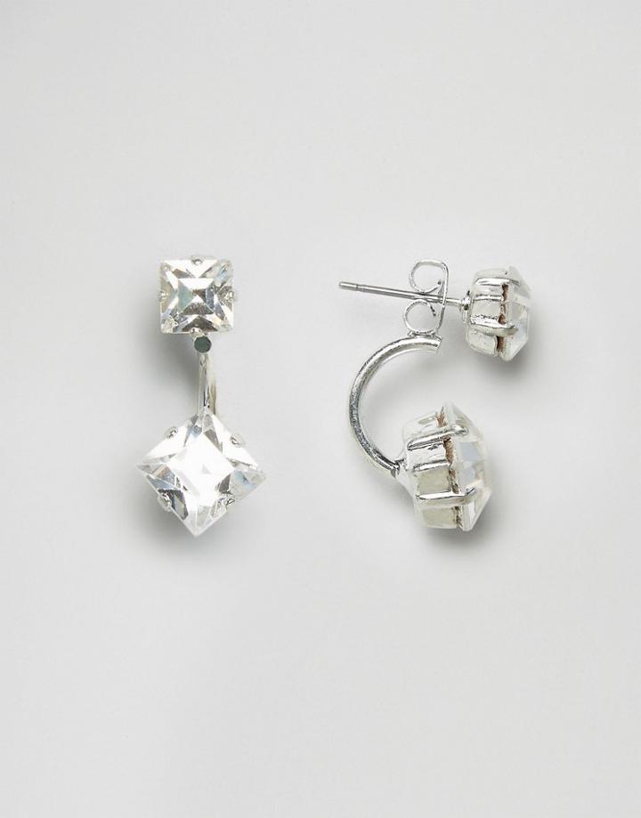 Krystal Swarovski Cube Swing Earrings - Silver
