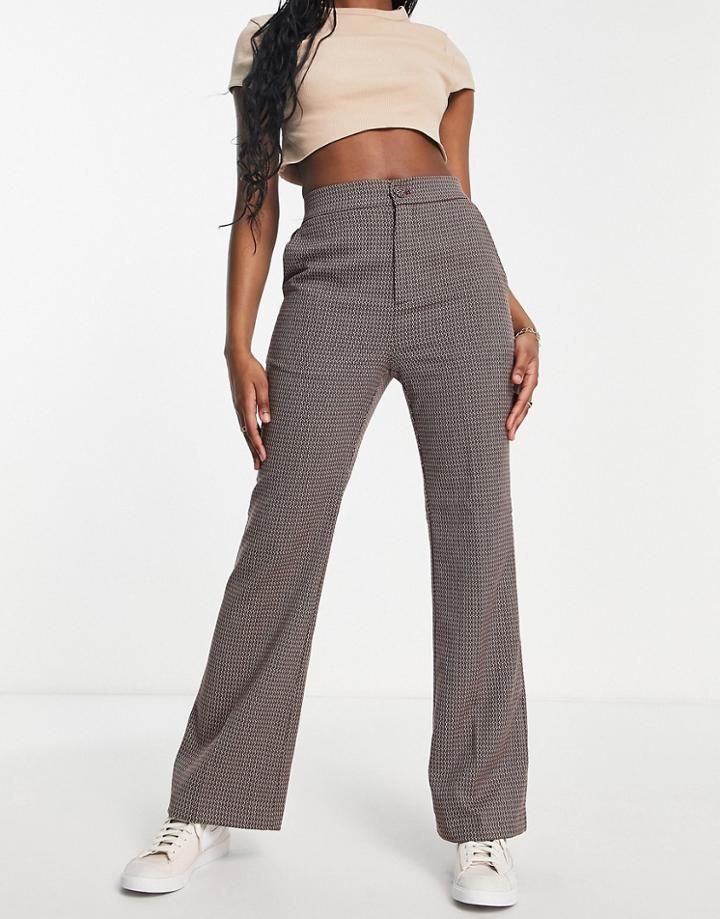 Urban Revivo Flare Pants In Check Print - Part Of A Set-red