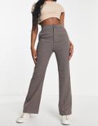 Urban Revivo Flare Pants In Check Print - Part Of A Set-red