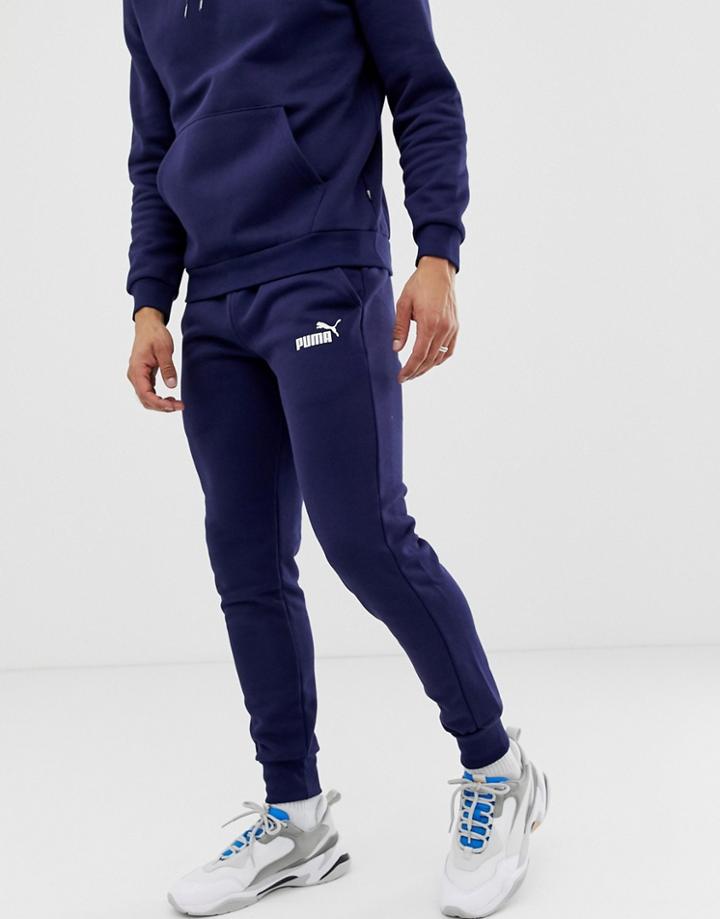 Puma Essentials Skinny Fit Sweatpants In Navy