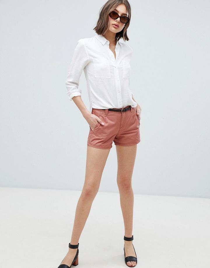 Vero Moda Belted Chino Shorts - Pink