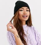 My Accessories London Black Ribbed Beanie Hat