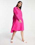 Vero Moda Oversized Midi Shirt Dress In Pink
