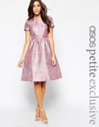 Asos Petite Midi Prom Dress In Floral Jaquard - Pink
