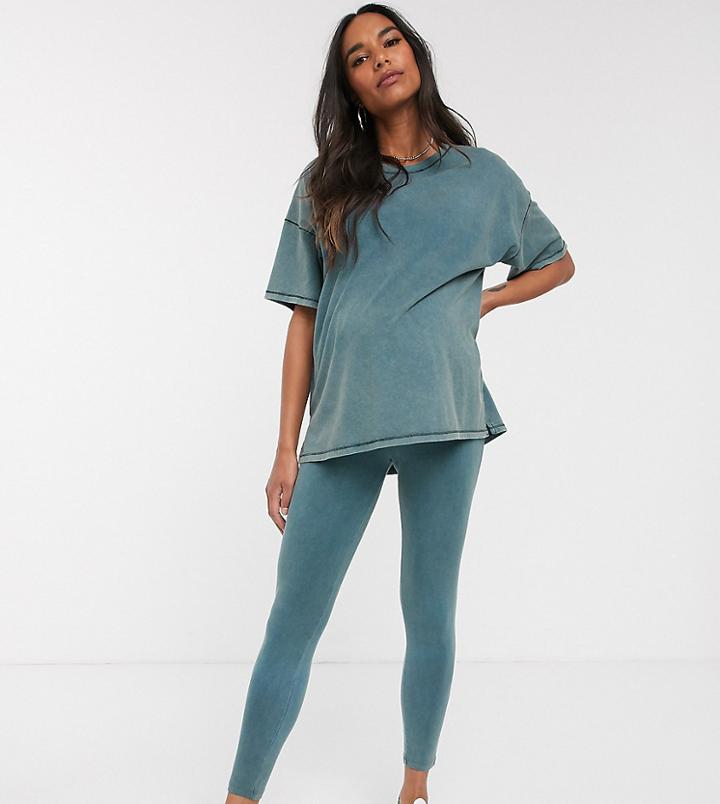 Asos Design Maternity Two-piece Legging In Acid Wash