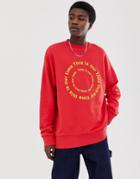 Collusion Washed Sweatshirt In Red - Red