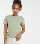 Asos Design Tall Organic Cotton Crew Neck T-shirt In Khaki - Green