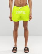 Cheats & Thieves Mid Length Swim Shorts In Fluro Yellow - Yellow