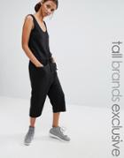 Daisy Street Tall Jersey Culotte Jumpsuit - Black