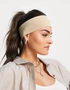 Asos Design Wide Jersey Headband In Stone-neutral