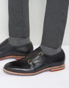 Hudson London Tasker Leather Monk Shoes - Black