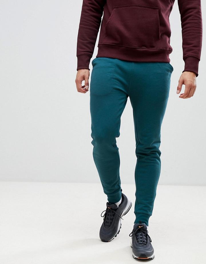 Asos Design Skinny Joggers In Green - Green