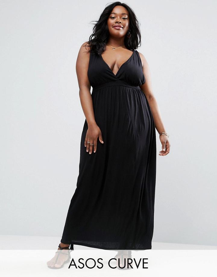 Asos Curve Halter Maxi Dress - Black