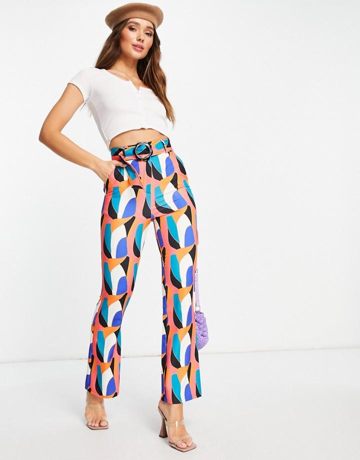 Never Fully Dressed Contrast Belt Pants In Abstract Leopard Print - Part Of A Set-multi
