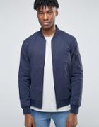 Only & Sons Faux Suede Bomber Jacket - Navy