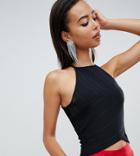 Asos Design Tall Bandage High Neck Fitted Cami Top - Black