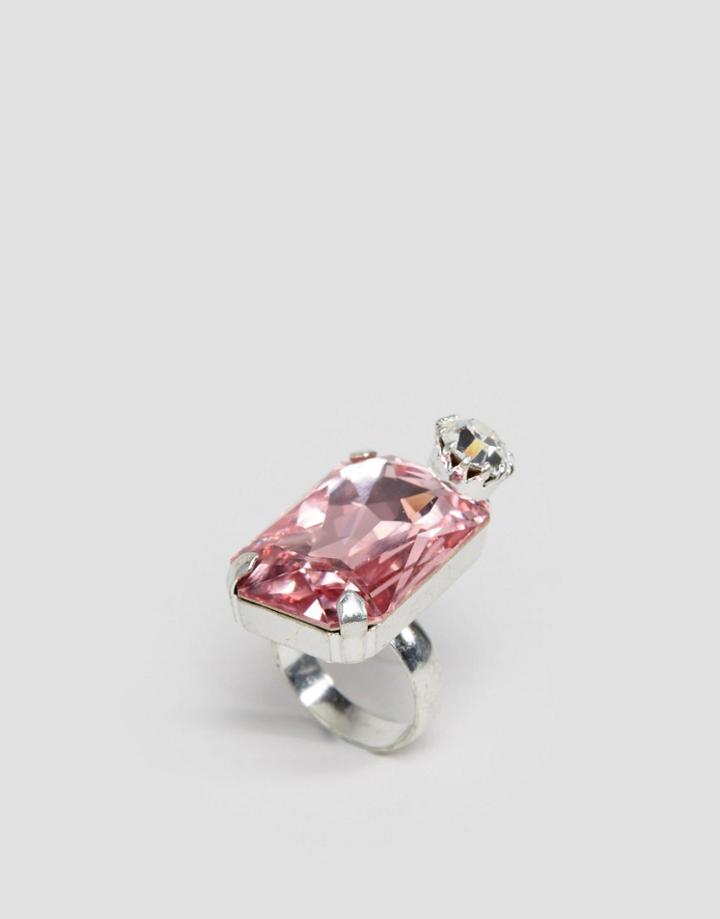 Krystal Swarovski Rectangular Crystal Ring - Pink