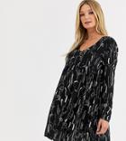 Asos Design Maternity Smock Mini Dress With Button Through In Abstract Print - Multi
