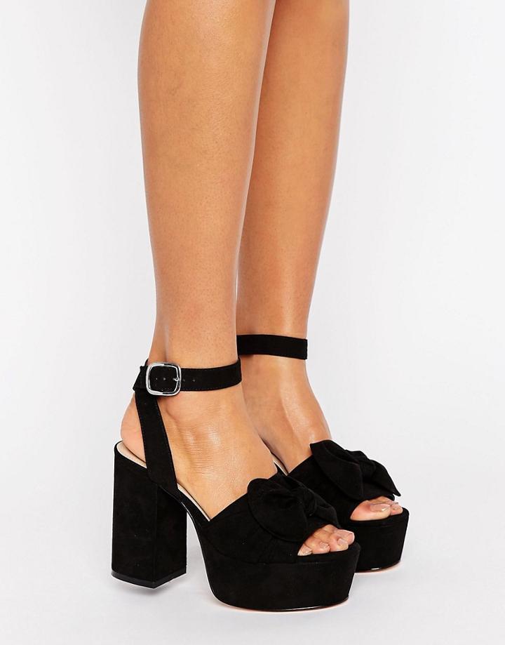 Asos Halo Platform Bow Sandals - Black