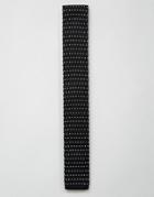 7x Knitted Tie In Micro Dot - Black