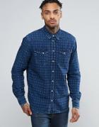 Pepe Jaquard Double Face Denim Slim Fit Shirt - Navy