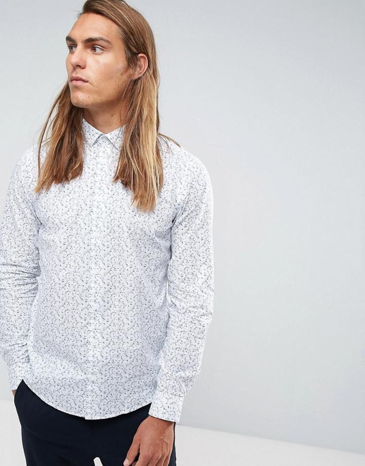 Casual Friday Shirt In Ditsy Floral Print - White