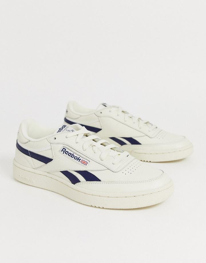 Reebok Revenge Plus Sneakers In Off White With Navy Stripe