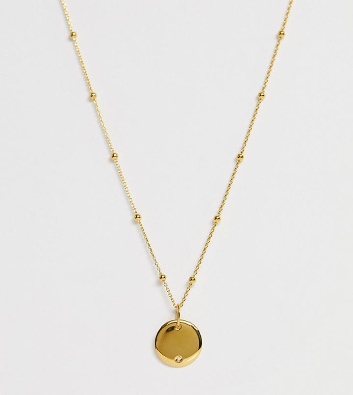 Astrid & Miyu 18k Gold Plated Coin Necklace With Diamond - Gold