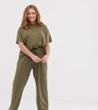 Asos Design Curve Mix & Match Marl Pyjama Jersey Pants-green