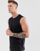 Only & Sons Dropped Shoulder Tank In Oversized Fit - Black