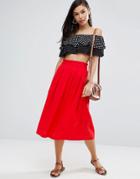 Asos Linen Prom Skirt - Red