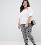 Asos Design Curve Leggings In Houndstooth Check With Polka Dot - Multi