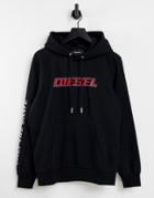 Diesel S-girk K10 Central Large Logo Overhead Hoodie In Black