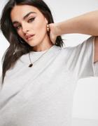 Topshop Premium Crew Neck Short Sleeve Tee In Light Gray