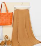 Asos Design Petite Double Split Maxi Skirt In Camel-brown