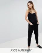 Asos Design Maternity Lounge Super Soft Touch Jumpsuit - Black