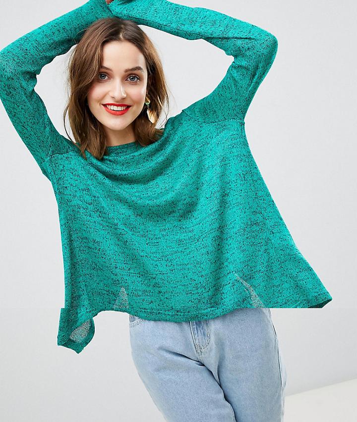 Vero Moda Knitted Sweater With Split Back - Green