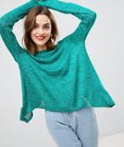 Vero Moda Knitted Sweater With Split Back - Green
