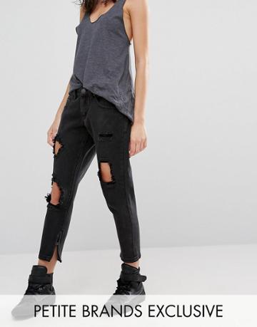 Liquor & Poker Petite Skinny Jeans With Extreme Distressing Ripped Kne