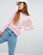 Fila Oversized Hoodie With Color Logo In Soft Towelling - Pink